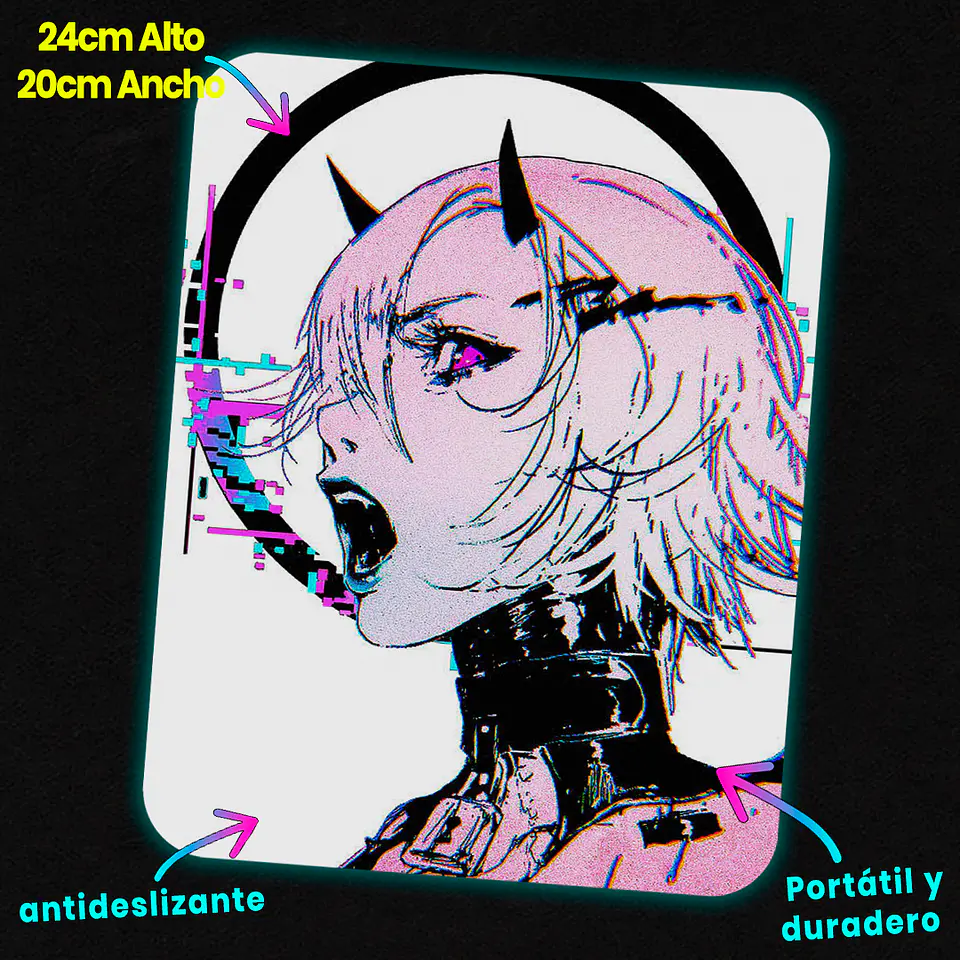 Mousepad 20x24 cm - Diseño Neo Oni Glitch Pulse 2