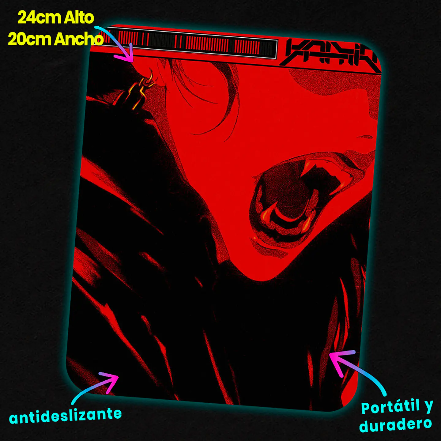 Mousepad 20x24 cm - Diseño Crimson Fangs Tech 2