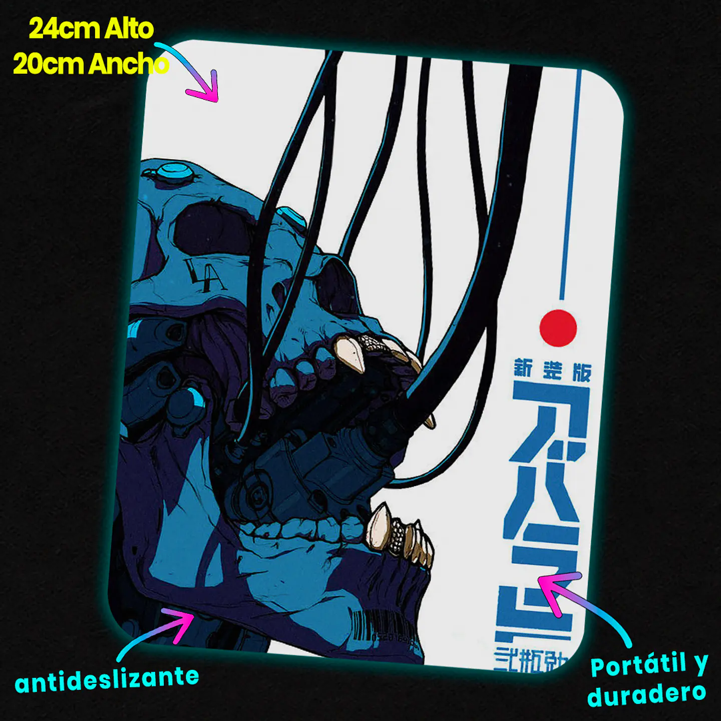 Mousepad 20x24 cm - Diseño Cyber Skull Neural Link 2