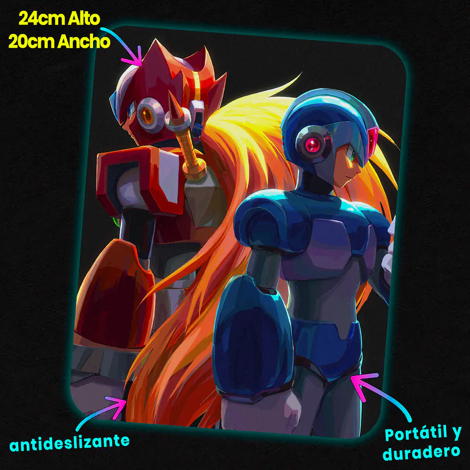 Mousepad 20x24 cm - Diseño Mega Man X & Zero: Maverick Hunters Duo 2