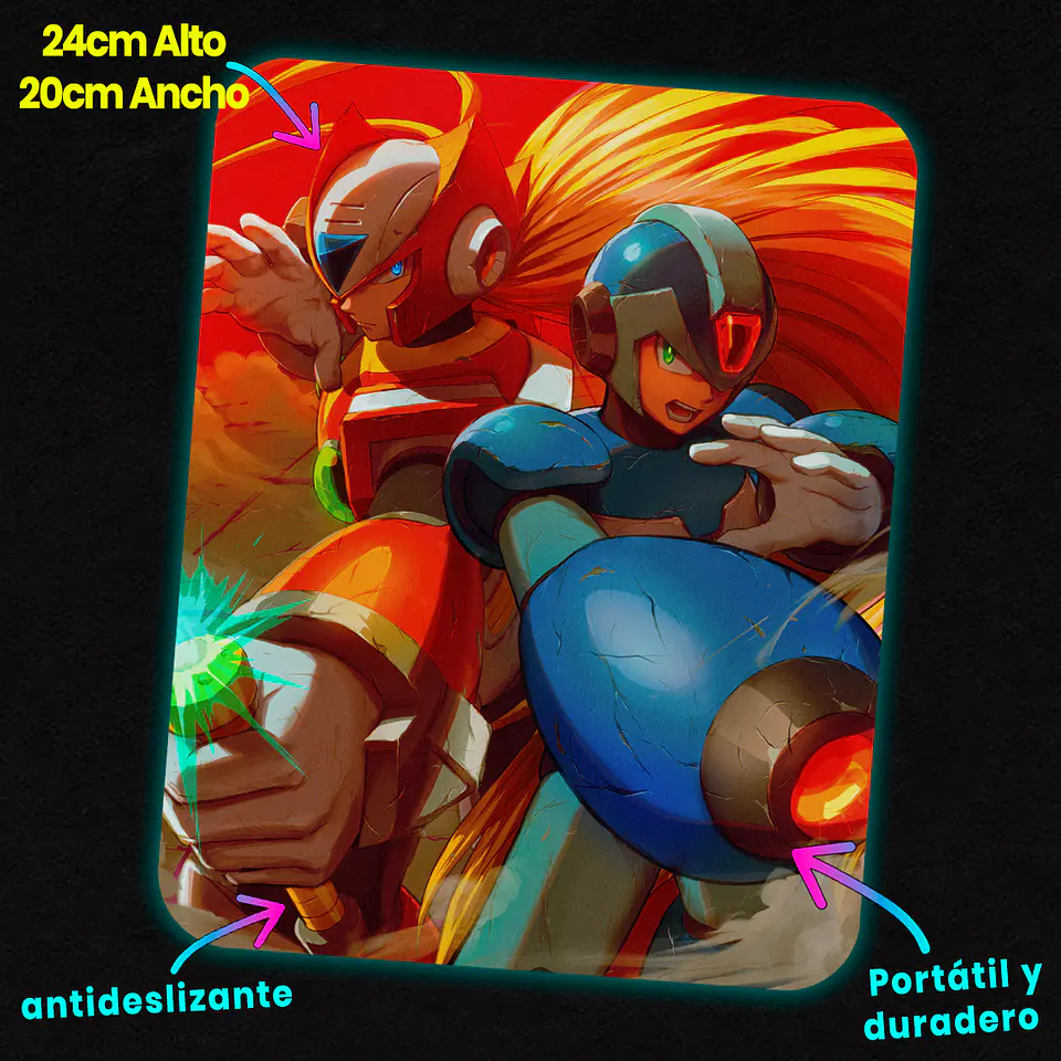 Mousepad 20x24 cm - Diseño Mega Man X & Zero: Full Charge Battle 2