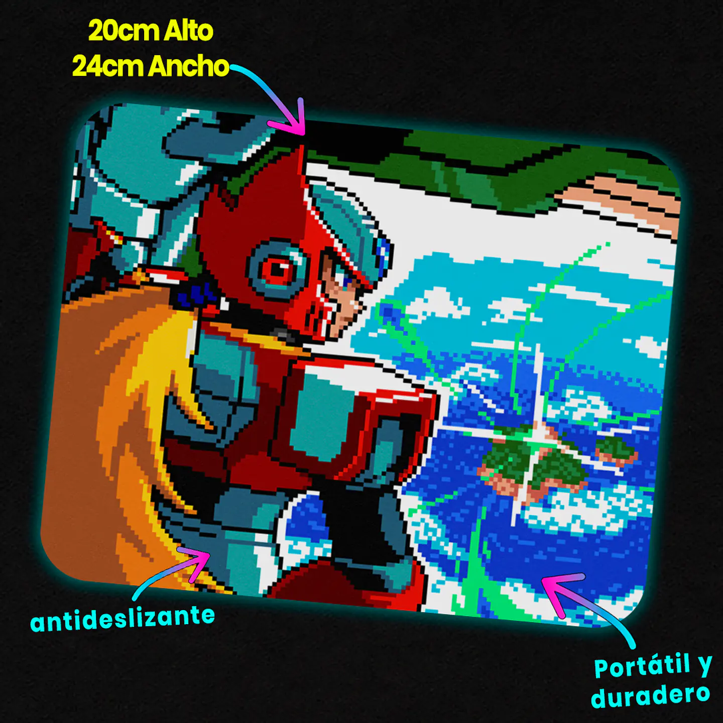 Mousepad 20x24 cm - Diseño Retro Pixel: Zero’s Awakening 2