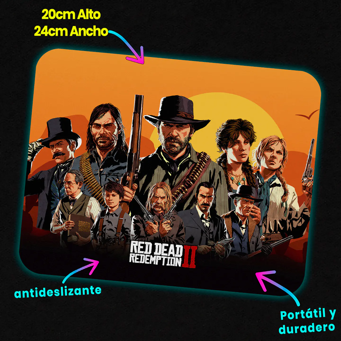 Mousepad 20x24 cm - Diseño RDR2 Outlaws for Life 2