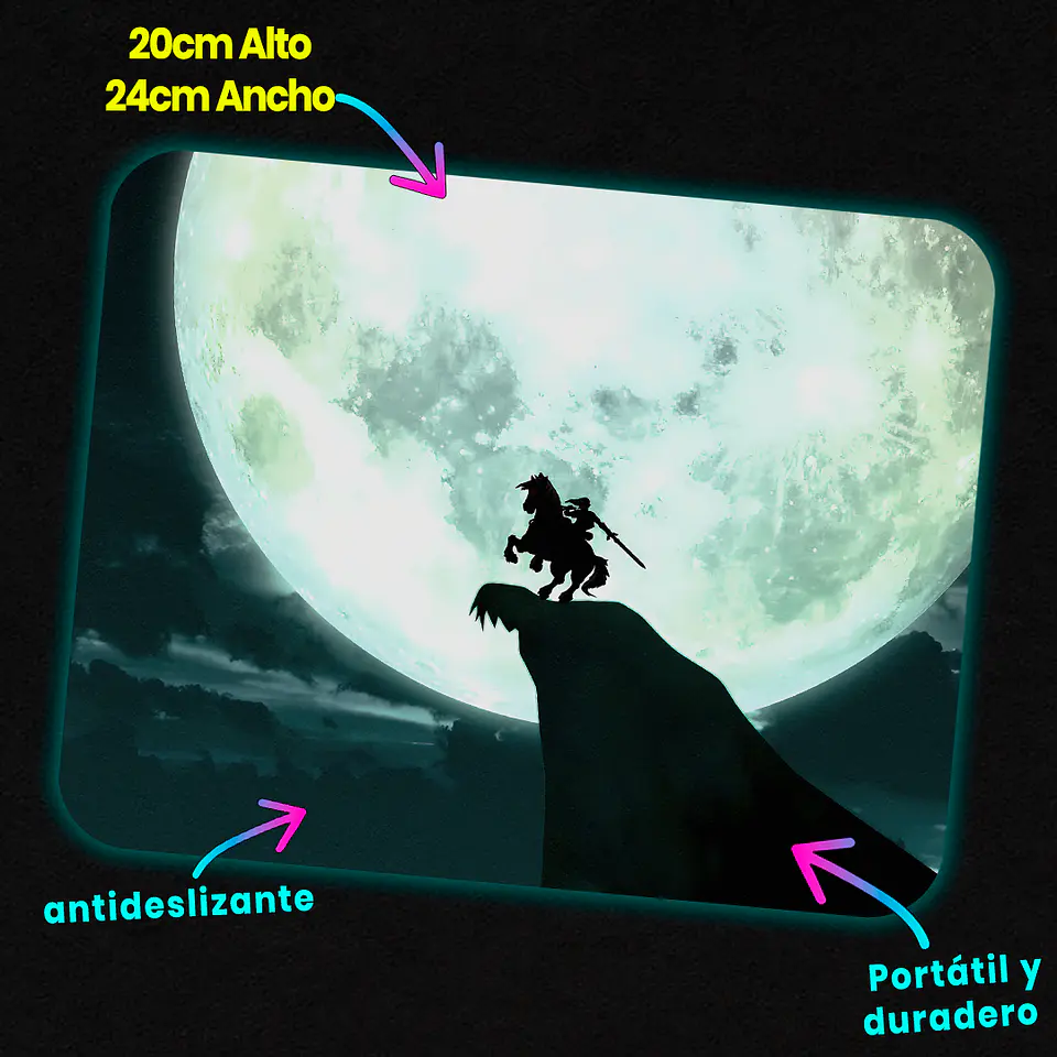 Mousepad 20x24 cm - Diseño Link: Moonlight Hero Silhouette 2