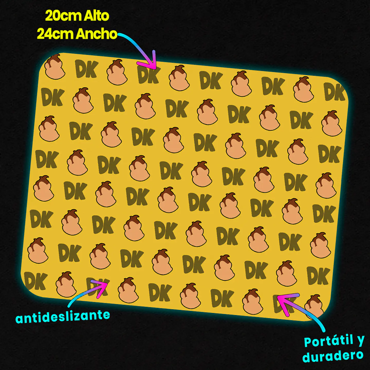 Mousepad 20x24 cm - Diseño Donkey Kong: Golden Banana Pattern 2