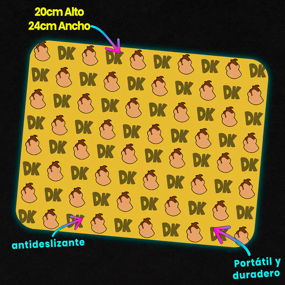 Mousepad 20x24 cm - Diseño Donkey Kong: Golden Banana Pattern 2