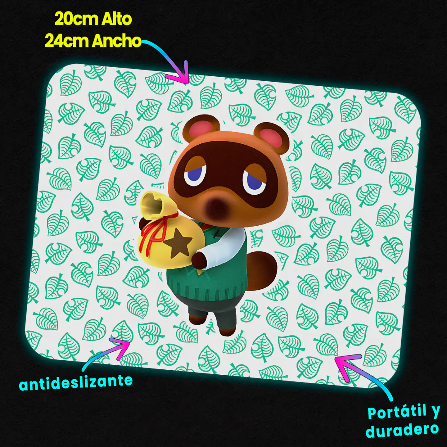 Nombre del producto: Mousepad 20x24 cm - Diseño Tom Nook: Bell Bag Tycoon 2