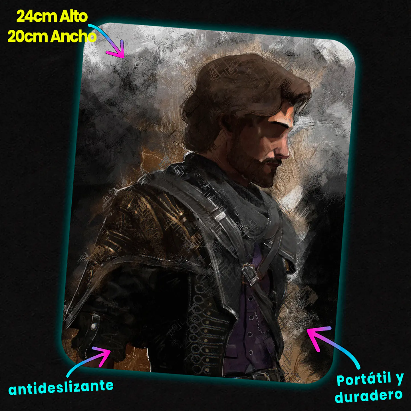 Mousepad 20x24 cm - Diseño Kagurabachi: Katana Black Ink Action 2