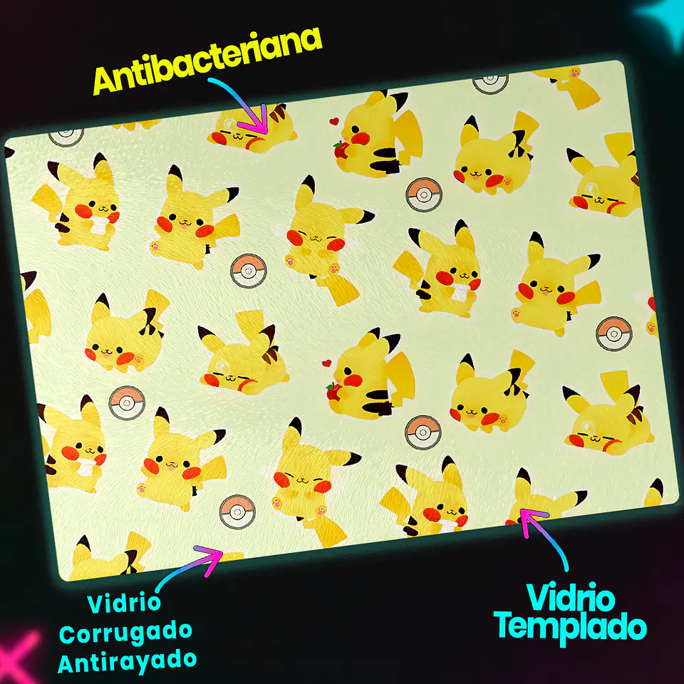 Tabla de cocina - Diseño Pikachu Pattern Kawaii 3