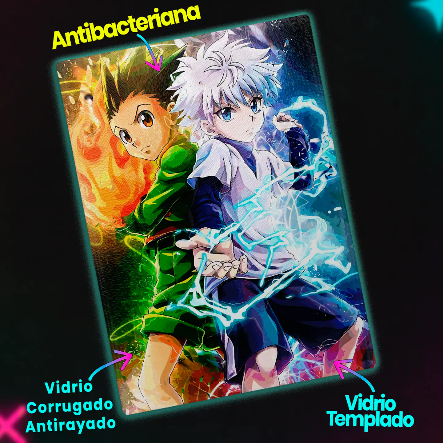 Tabla de cocina - Diseño Gon & Killua Elemental Power 3