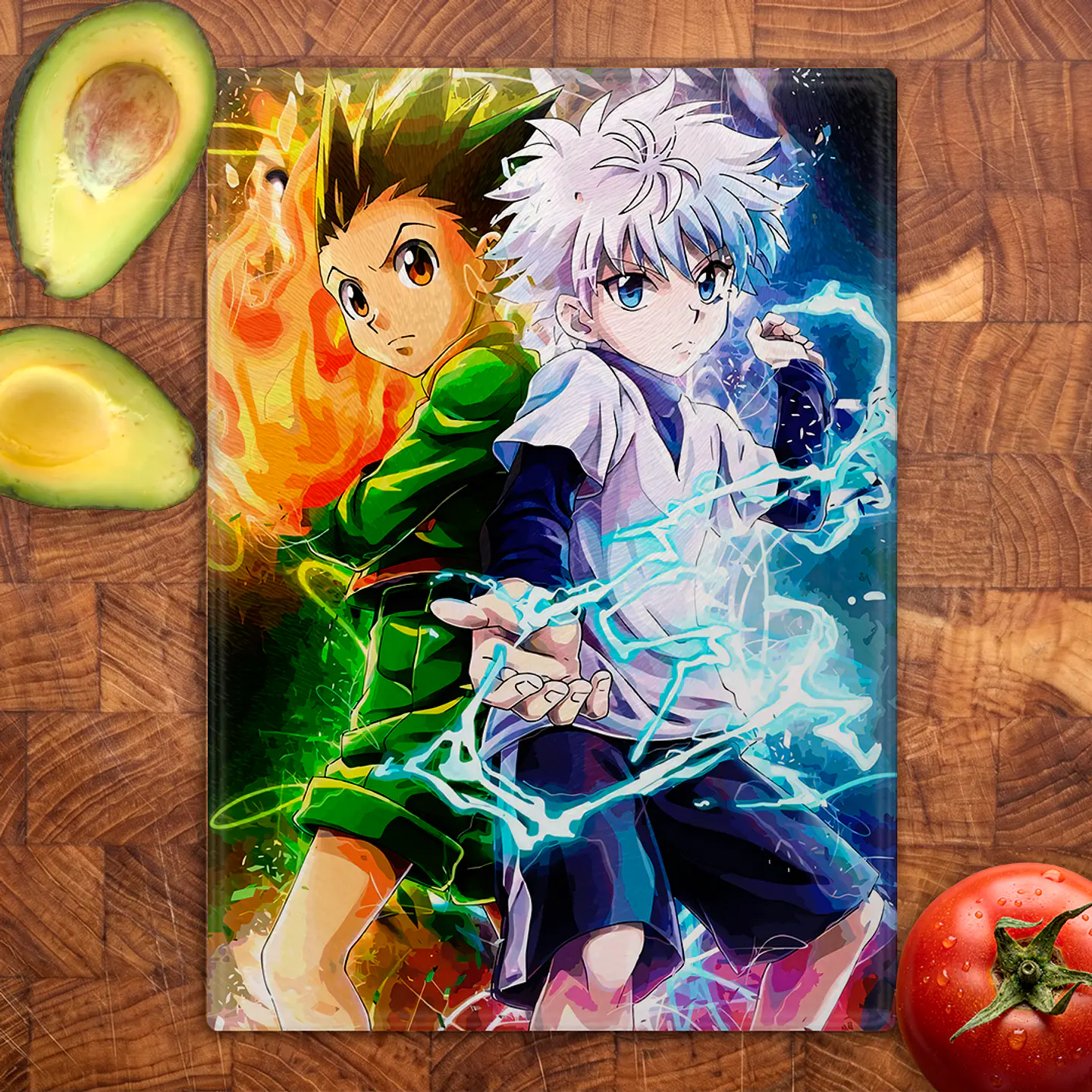 Tabla de cocina - Diseño Gon & Killua Elemental Power 2
