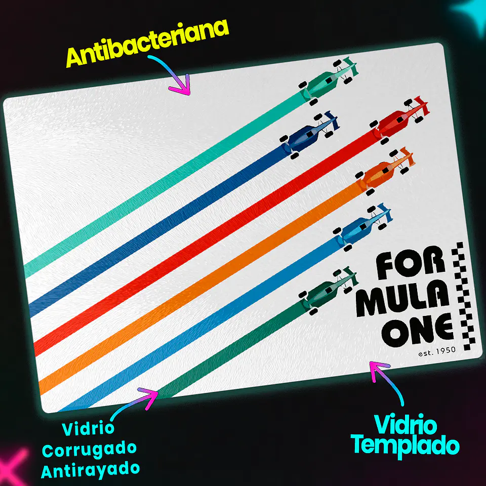 Tabla de cocina - Diseño Formula One Retro 3
