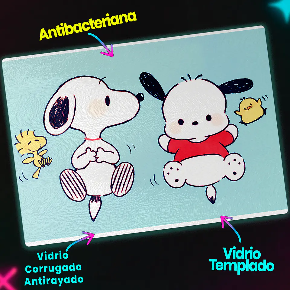 Tabla de cocina - Diseño Snoopy & Pochacco Besties 3