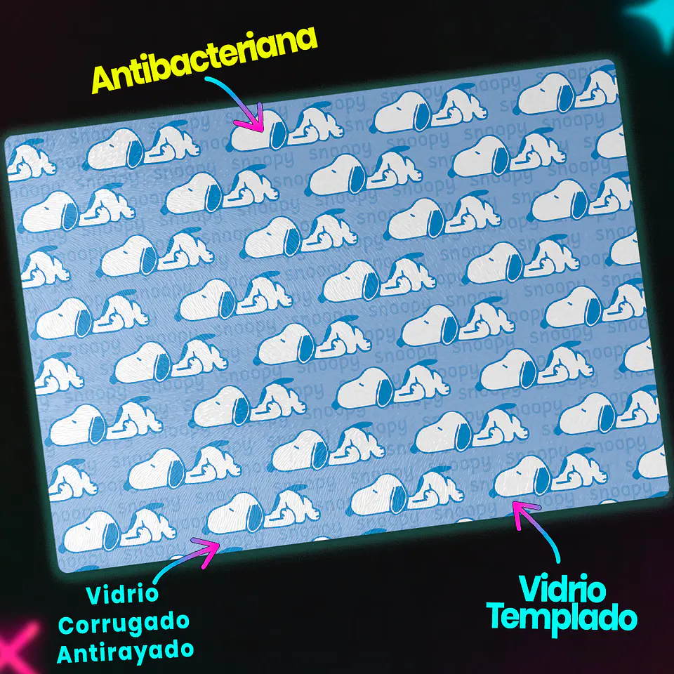 Tabla de cocina - Diseño Snoopy Relax Azul 3