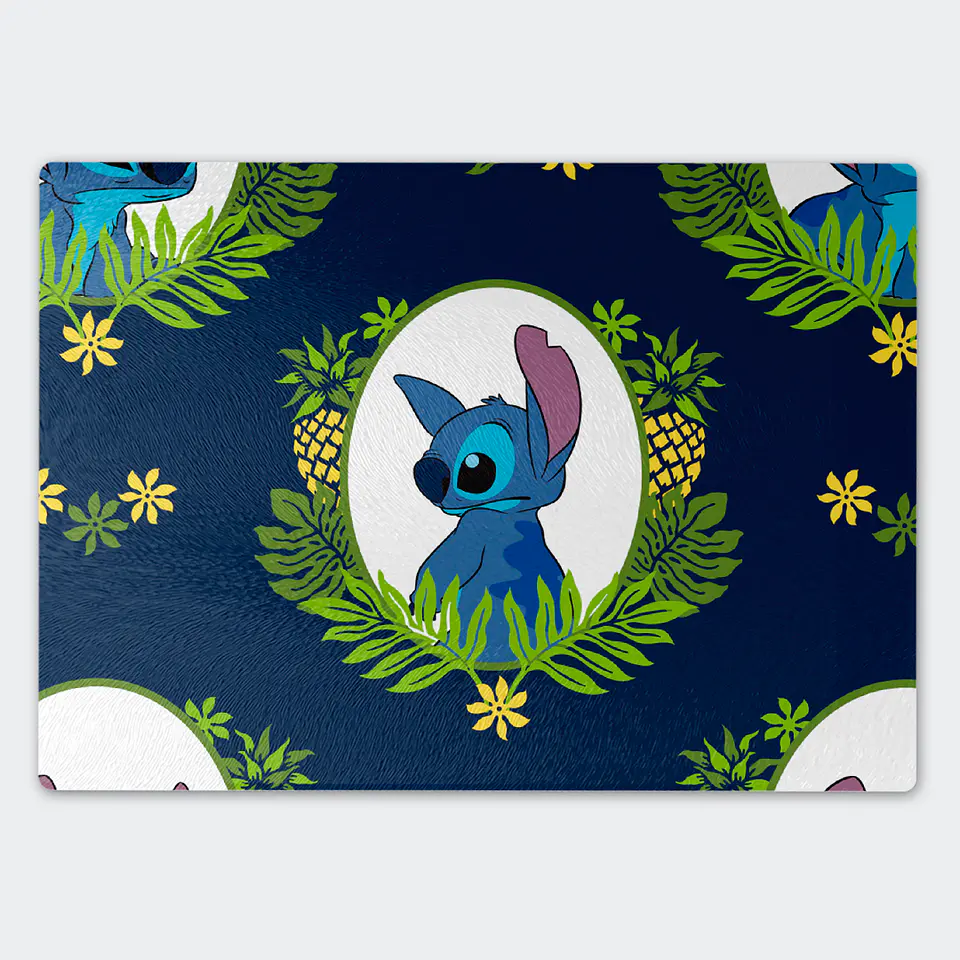 Tabla de cocina - Diseño Stitch Aloha Piña 1