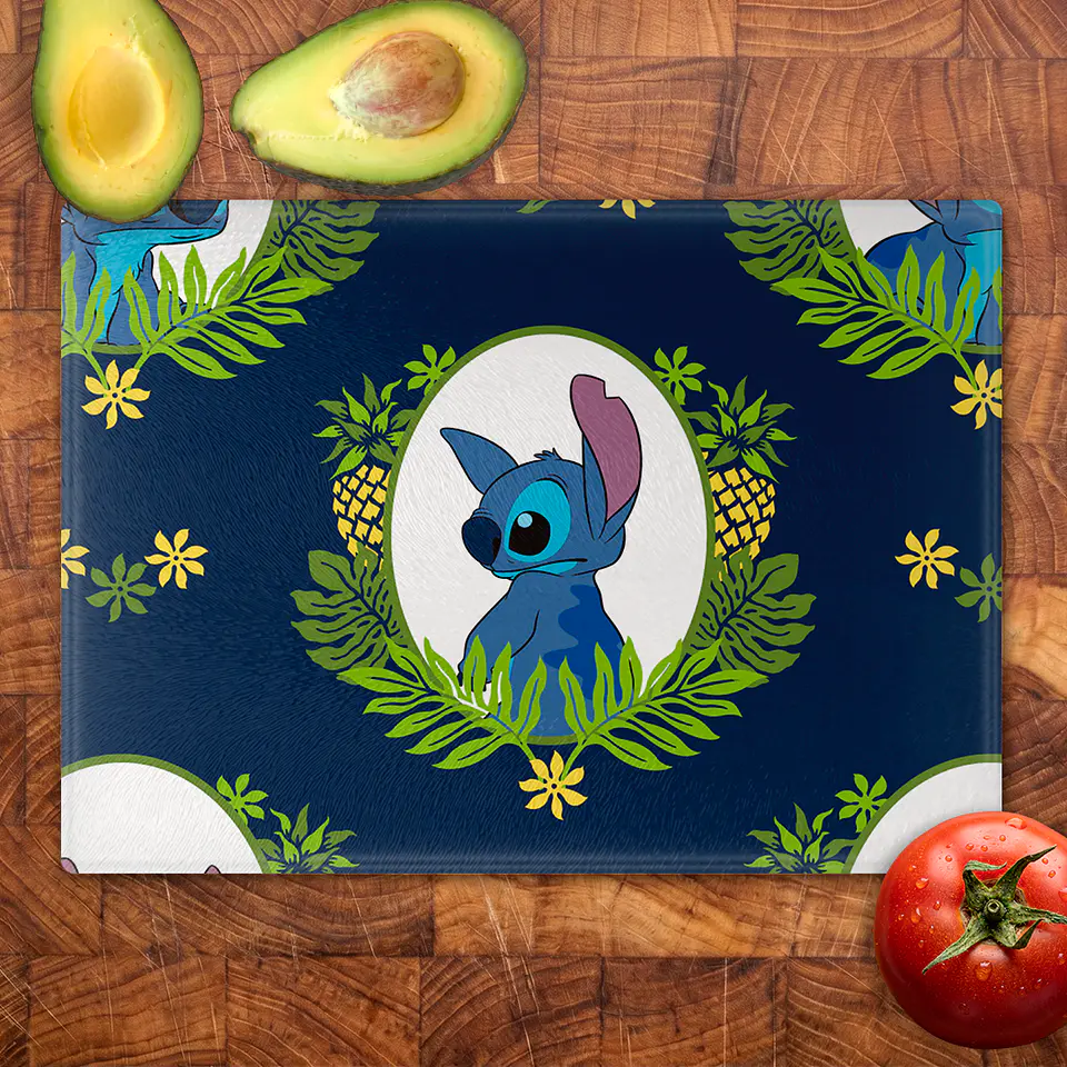 Tabla de cocina - Diseño Stitch Aloha Piña 2