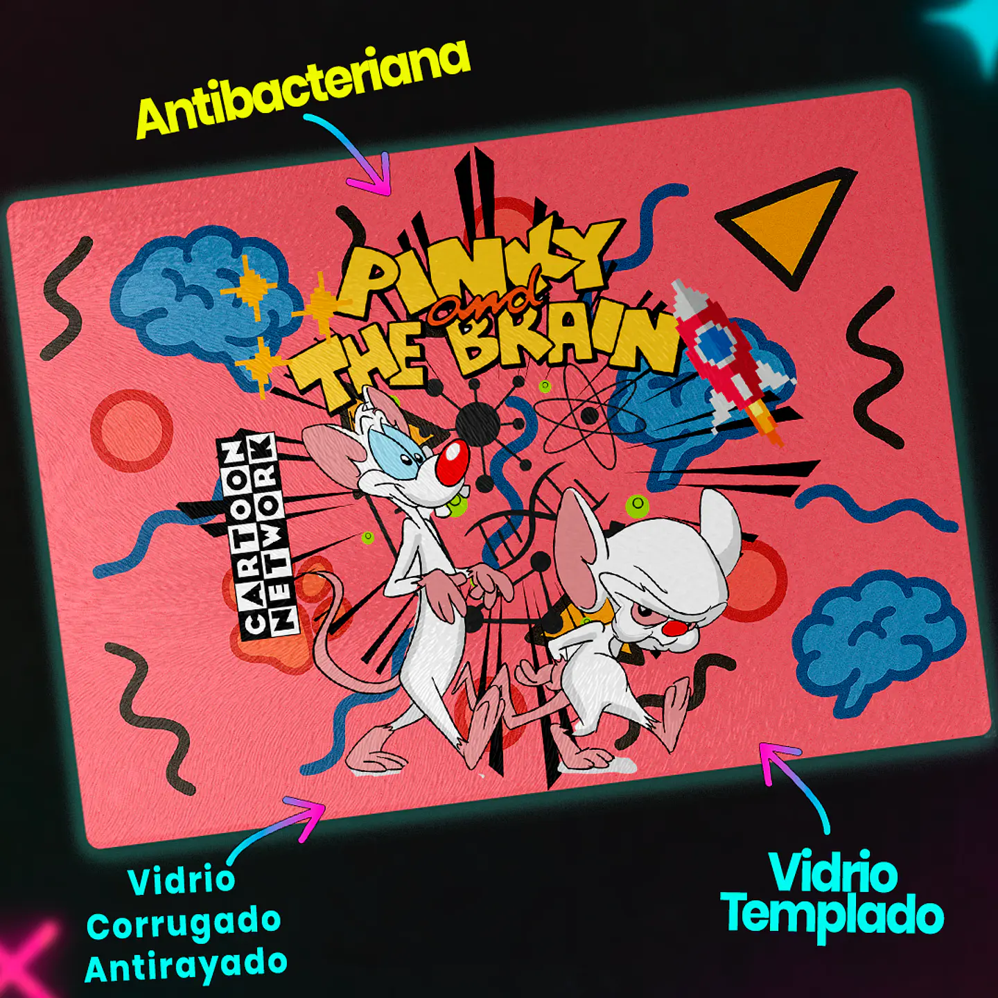 Tabla de cocina - Diseño Pinky and The Brain Retro 3
