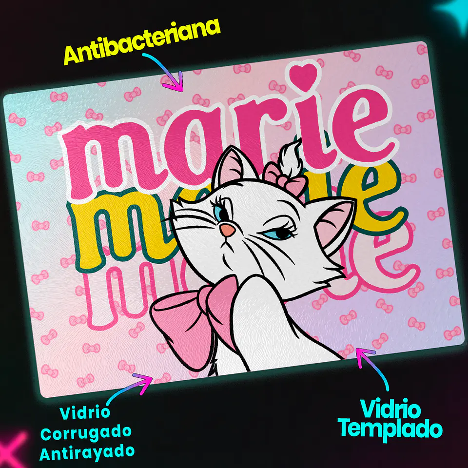 Tabla de cocina - Diseño Marie Aristogatos Pink Bow 3