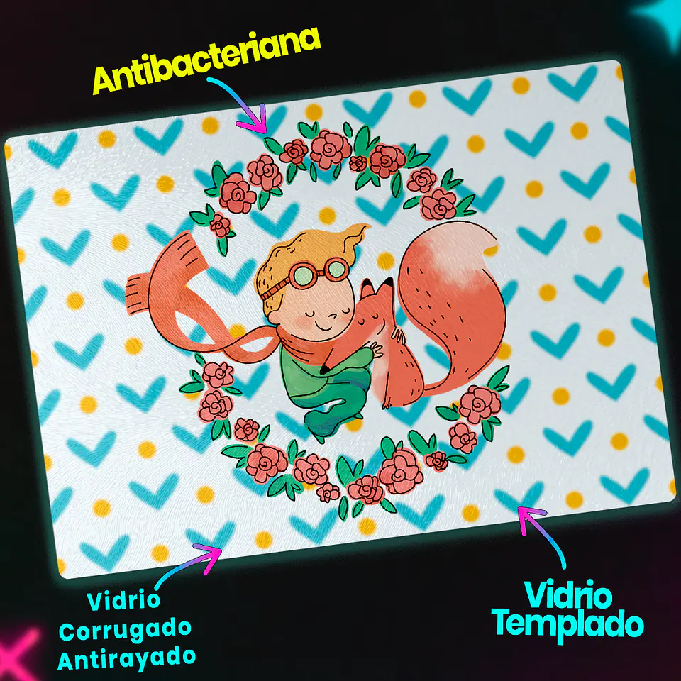 Tabla de cocina - Diseño El Principito & El Zorro Hug 3