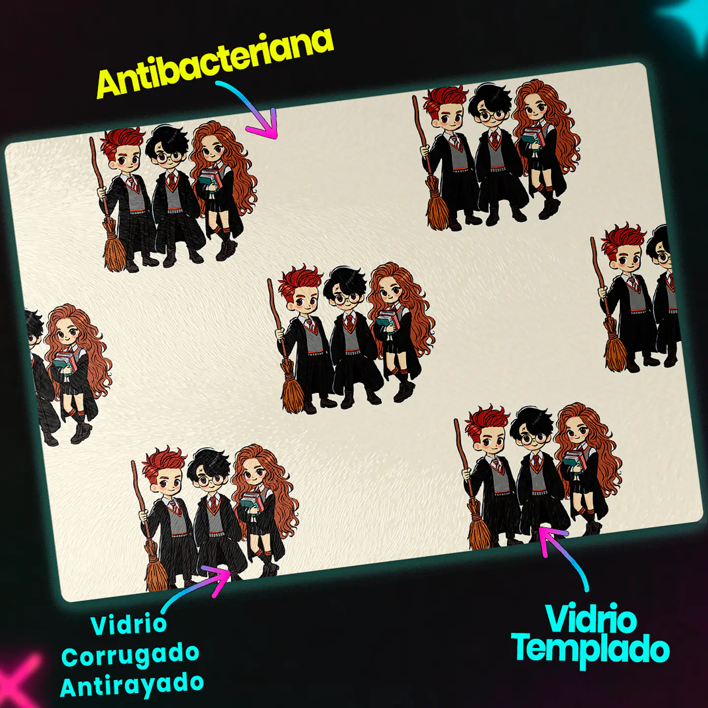 Tabla de cocina - Diseño Harry Potter Golden Trio Chibi 3