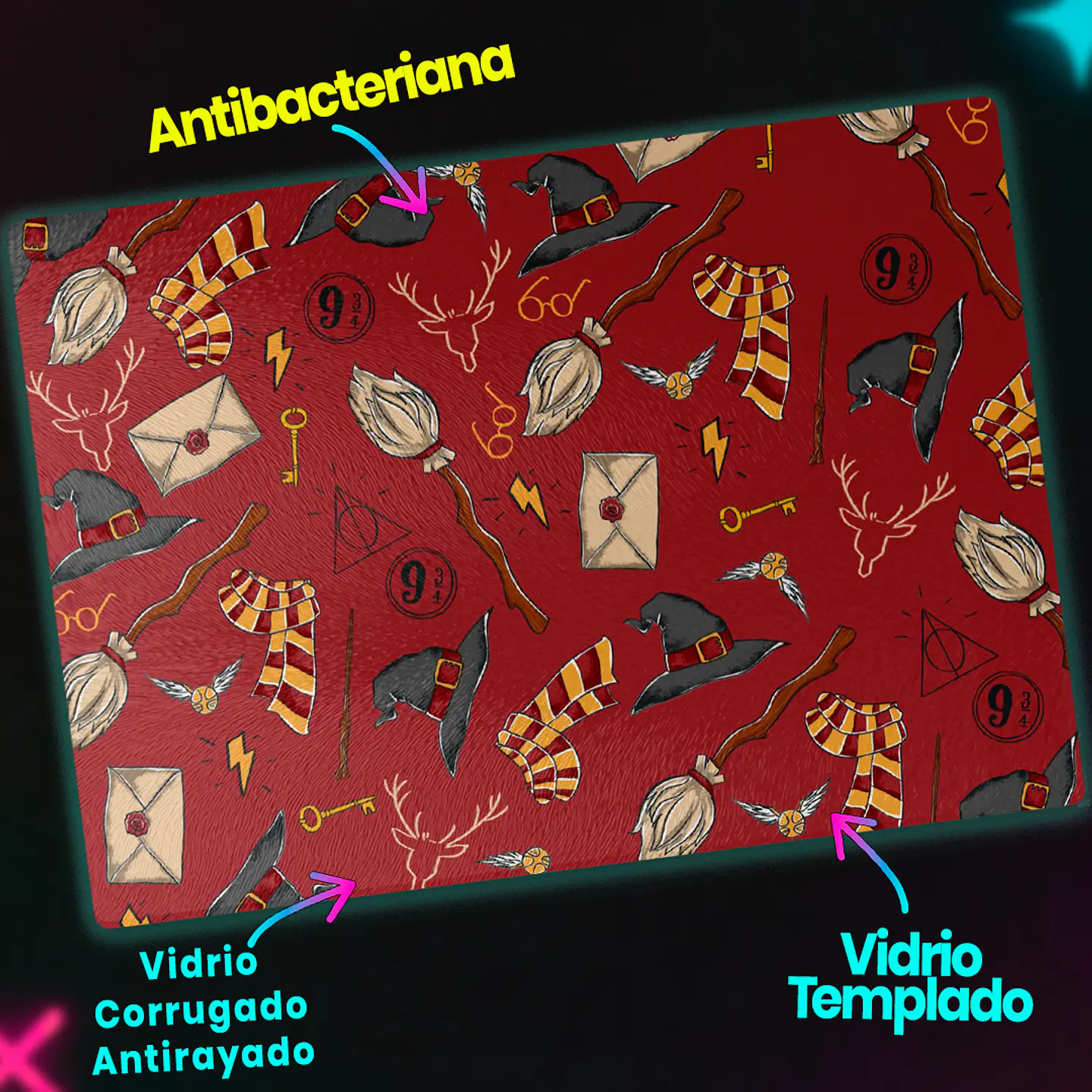 Tabla de cocina - Diseño Harry Potter Magic Icons Noir 3