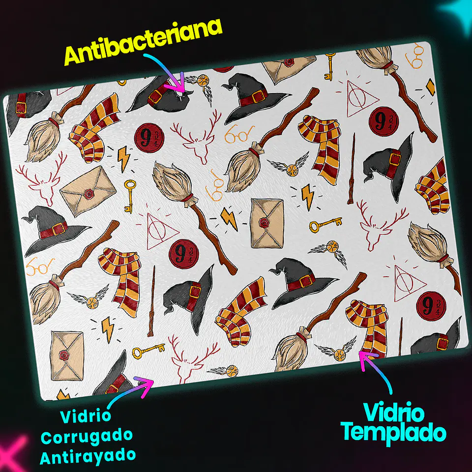 Tabla de cocina - Diseño Harry Potter Magic Icons Pure White 3
