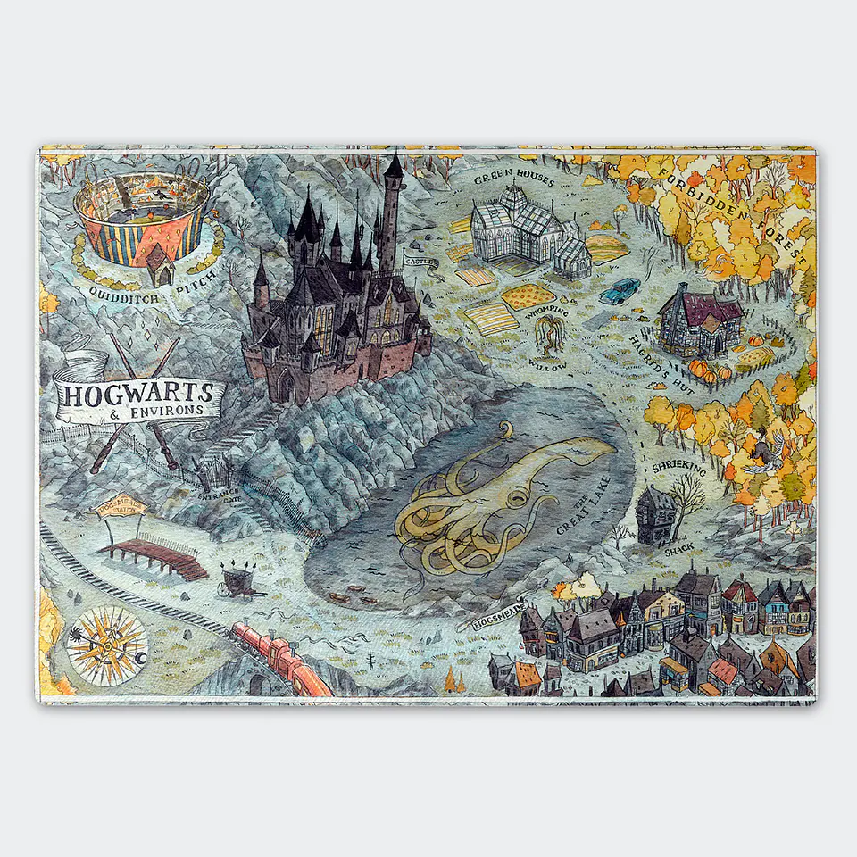 Tabla de cocina - Diseño Mapa Ilustrado Hogwarts 1