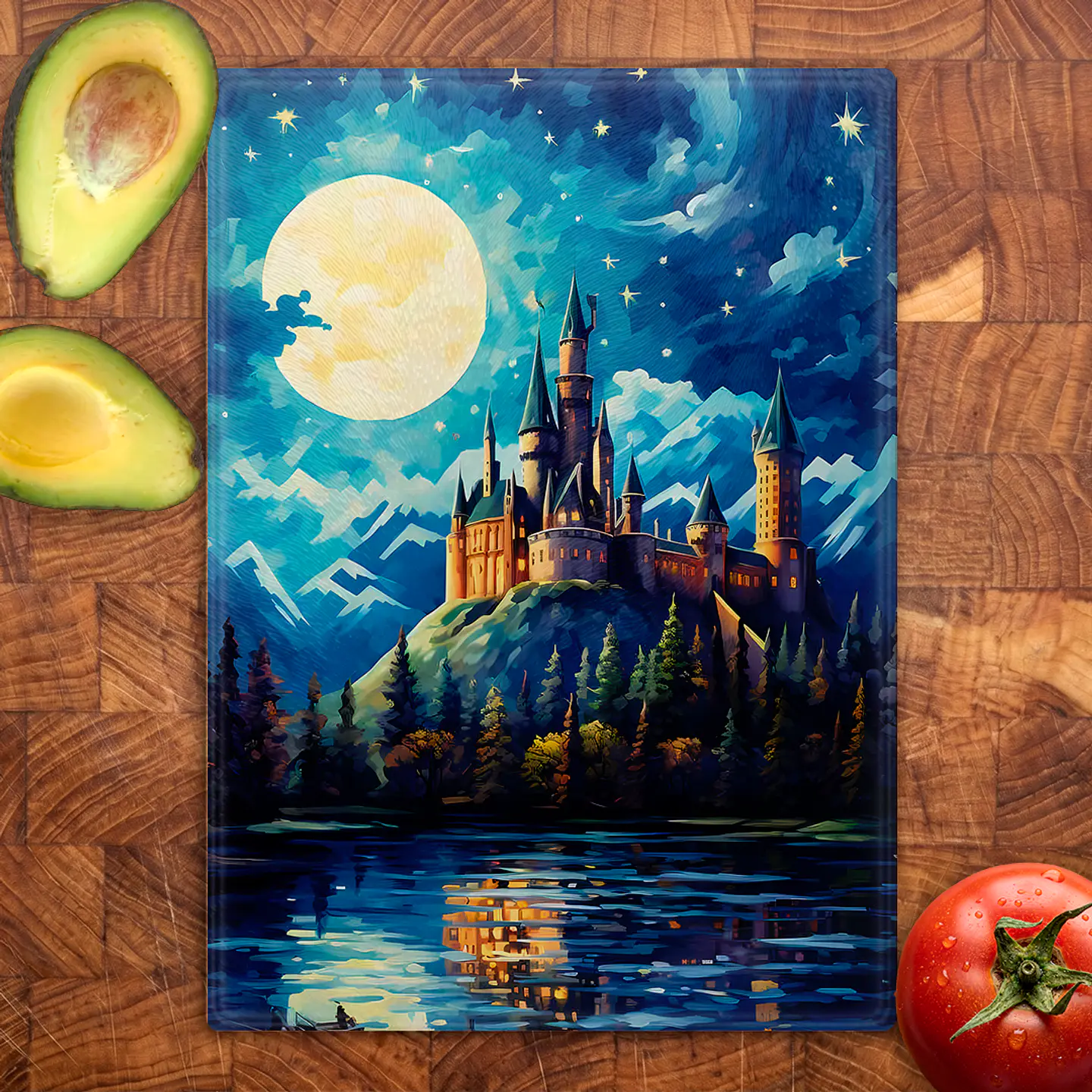 Tabla de cocina - Diseño Hogwarts Bajo la Luna 2