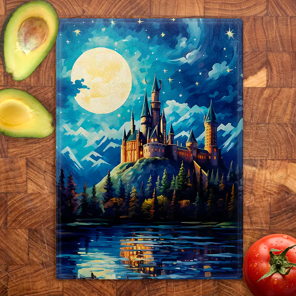 Tabla de cocina - Diseño Hogwarts Bajo la Luna 2