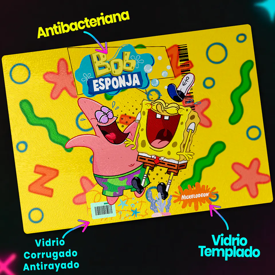 Tabla de cocina - Diseño Bob Esponja y Patricio Risa 3