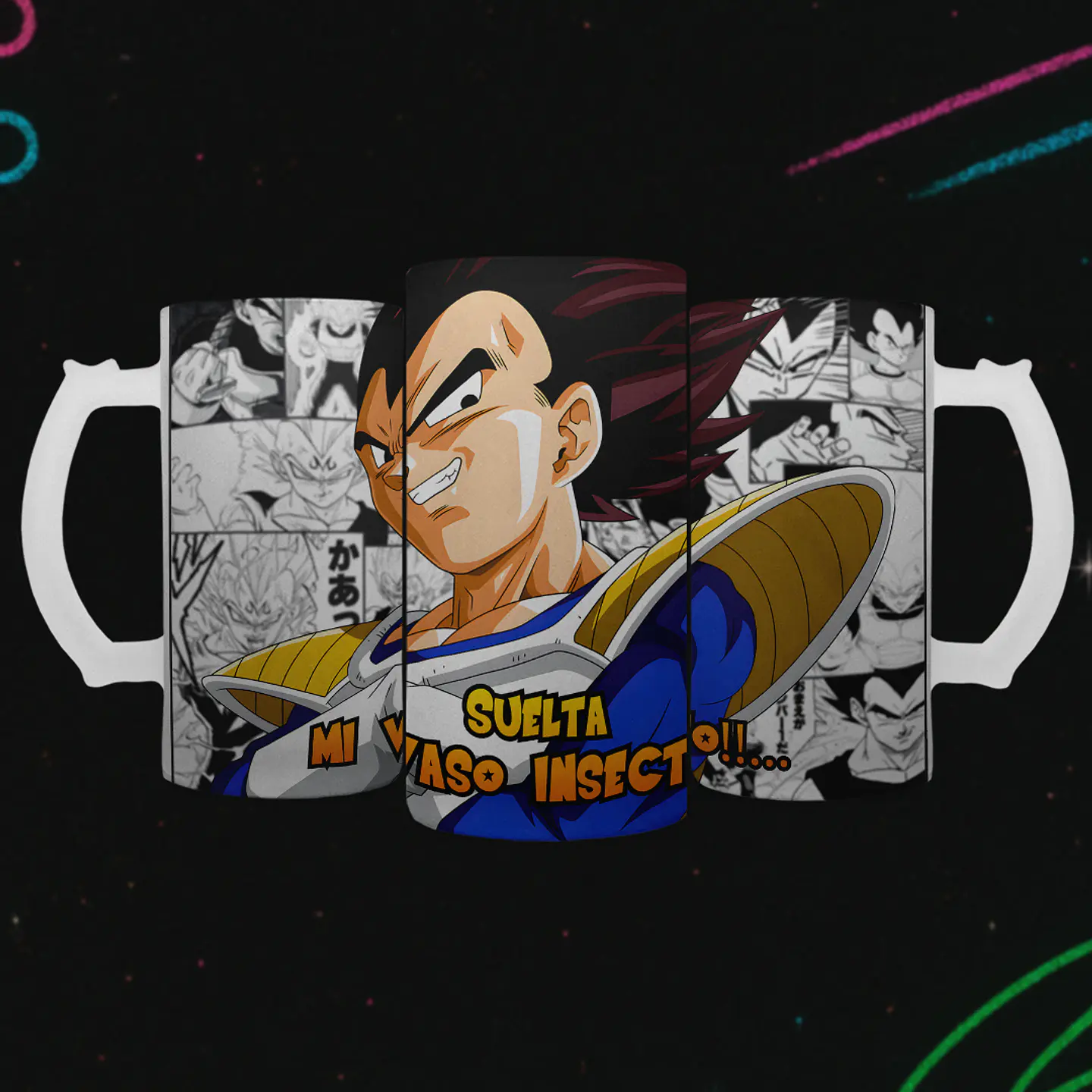 Shopero 500ml - Diseño Orgullo Saiyajin: Vegeta Suelta mi Vaso Insecto 2