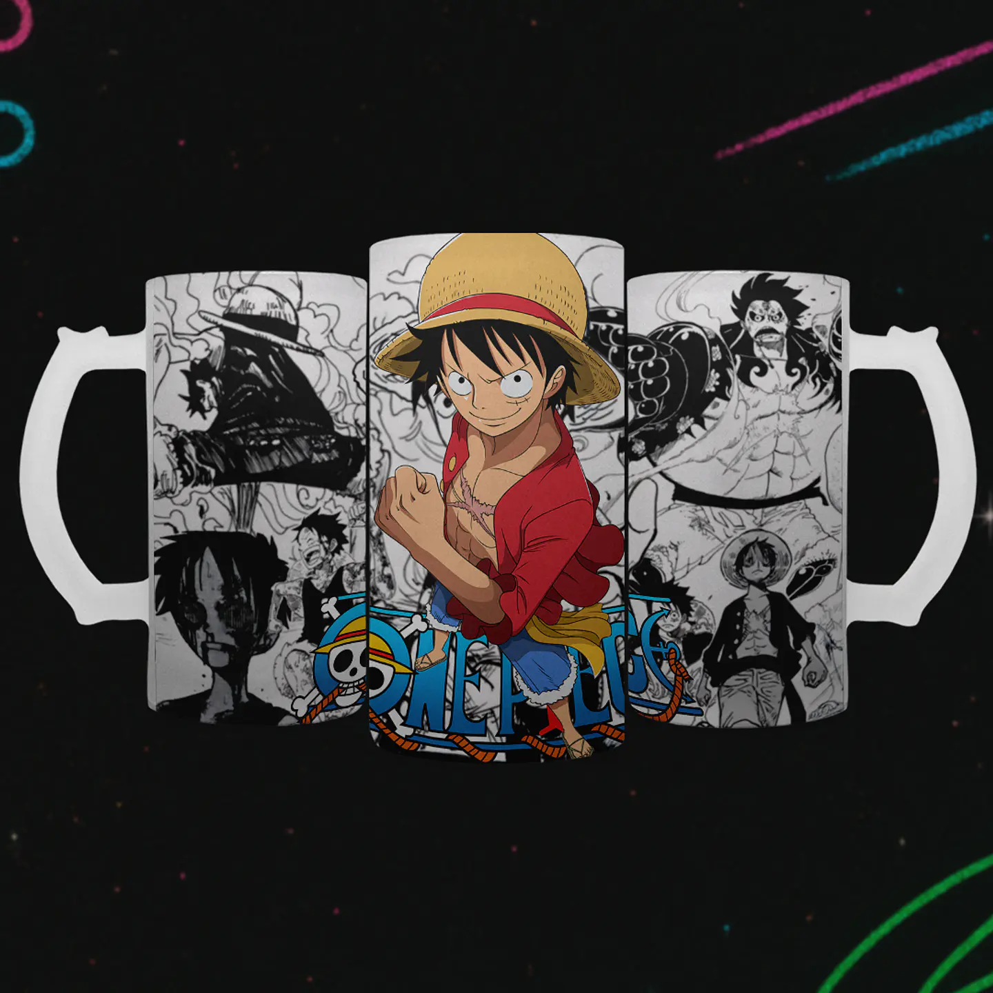 Shopero 500ml - Diseño Luffy Sombrero de Paja: Evolución Manga 2