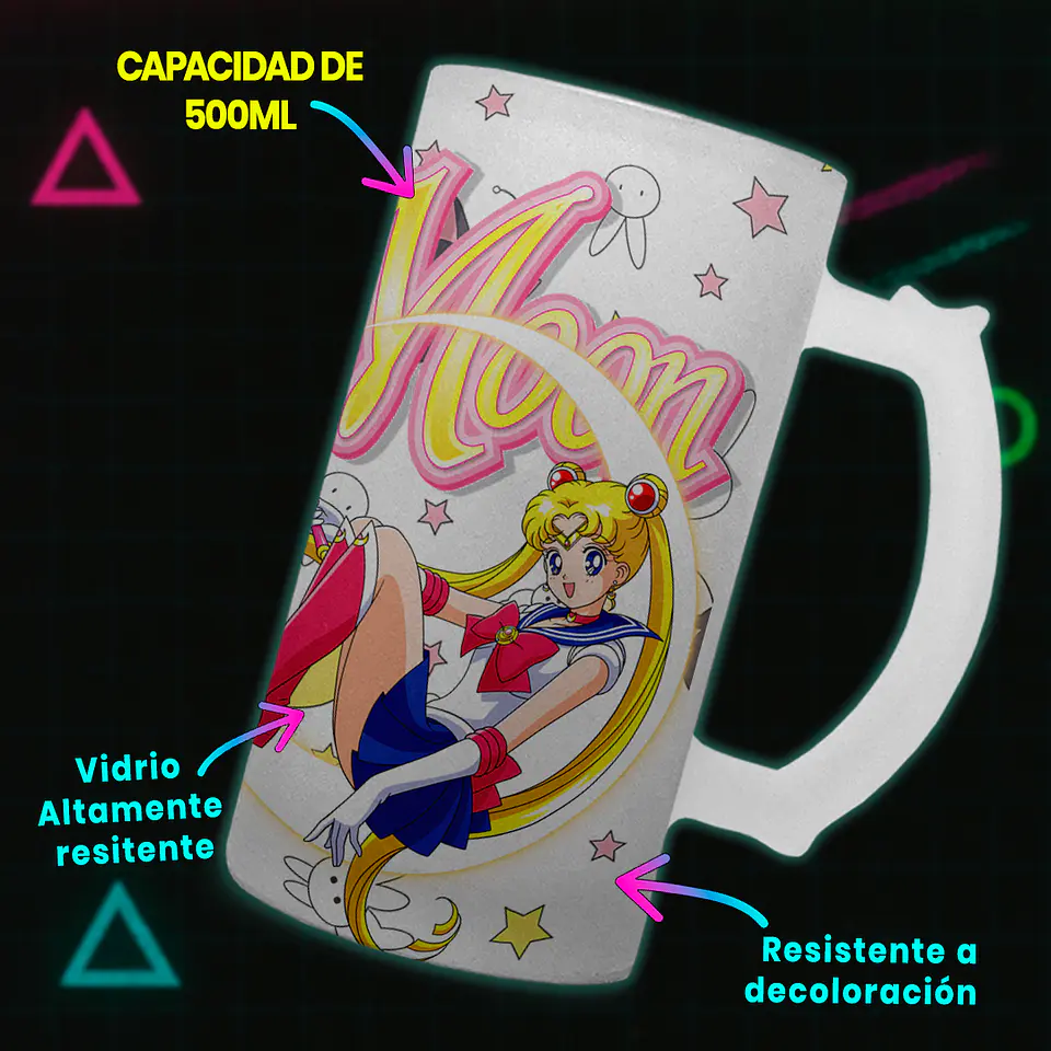 Shopero 500ml - Diseño Sailor Moon: Cristal de Plata y Poder Lunar 3