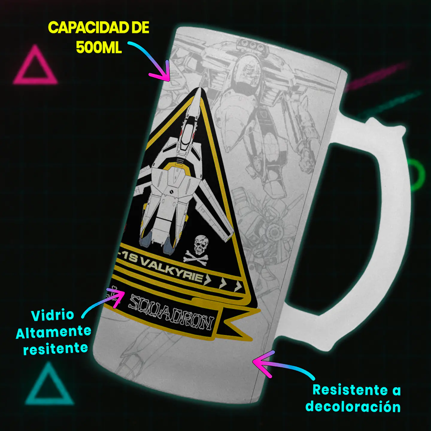 Shopero 500ml - Diseño VF-1S Valkyrie: Skull Squadron Leader 3