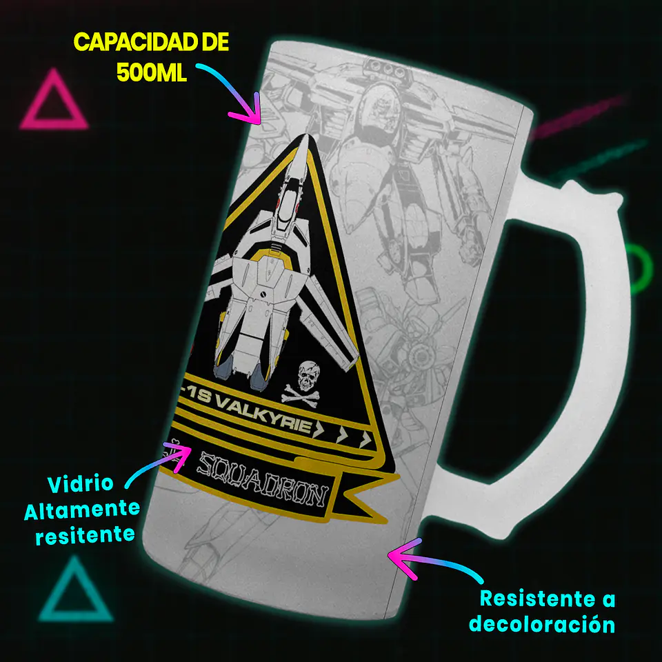 Shopero 500ml - Diseño VF-1S Valkyrie: Skull Squadron Leader 3