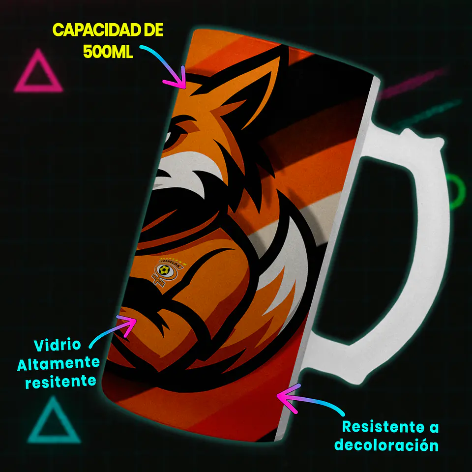 Shopero 500ml - Diseño Cobreloa: Zorro de Corazón 3