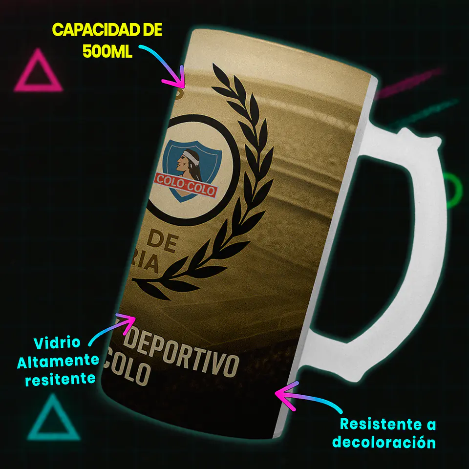 Shopero 500ml - Diseño Colo-Colo: 100 Años de Gloria (1925-2025) 3
