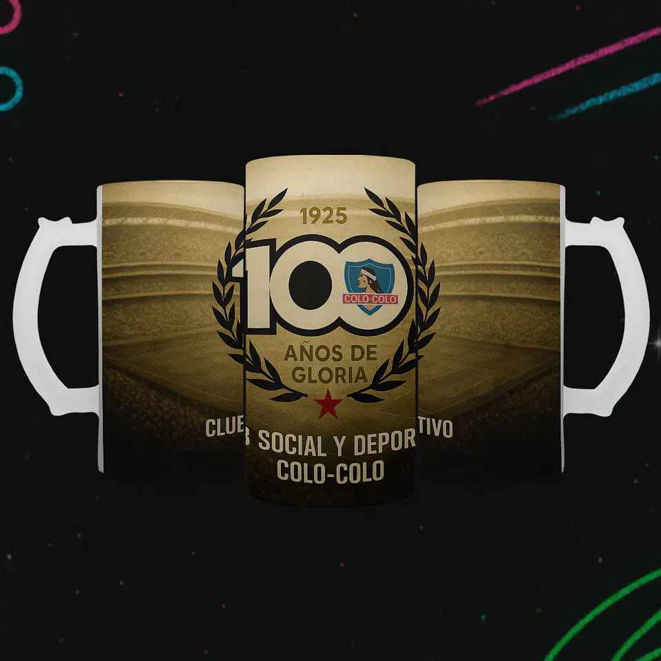 Shopero 500ml - Diseño Colo-Colo: 100 Años de Gloria (1925-2025) 2