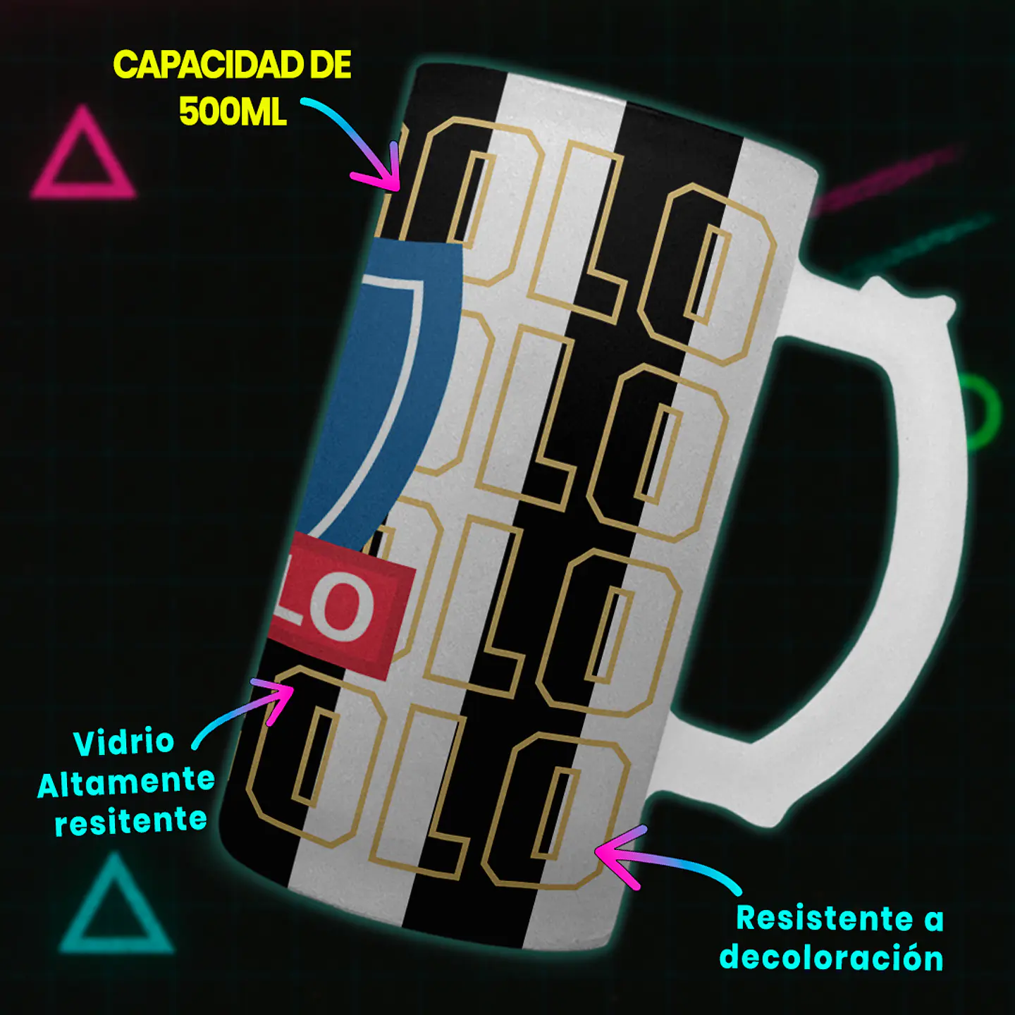 Shopero 500ml - Diseño Colo-Colo: Escudo Institucional y Franjas Albas 3