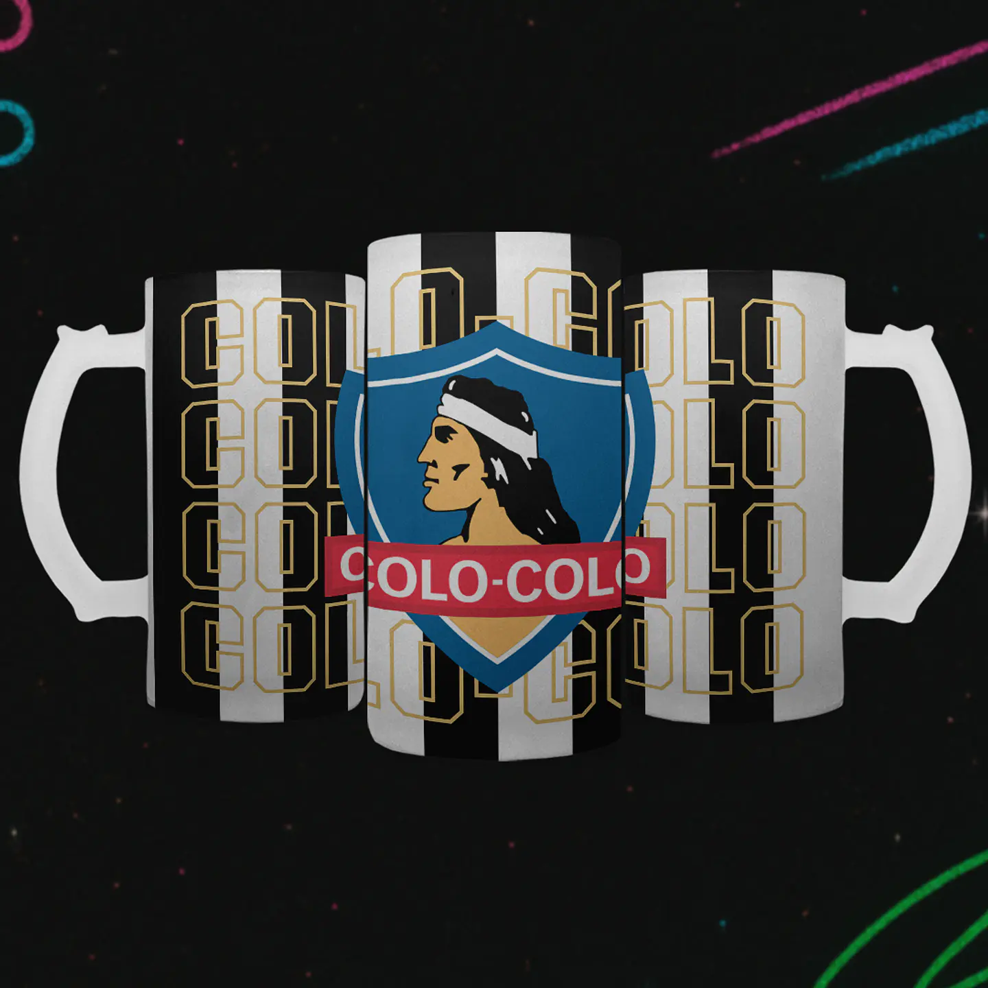 Shopero 500ml - Diseño Colo-Colo: Escudo Institucional y Franjas Albas 2
