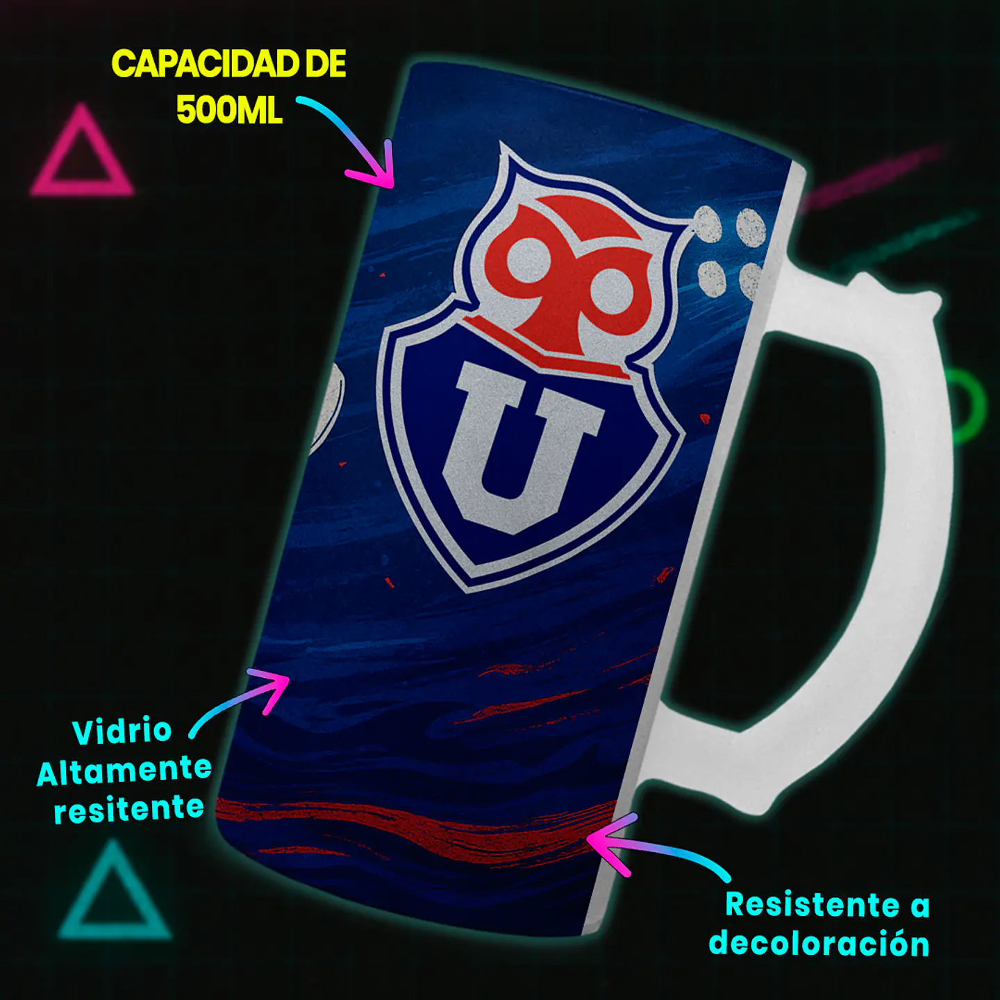 Shopero 500ml - Diseño U de Chile: Los de Abajo y el Sentimiento Azul 3