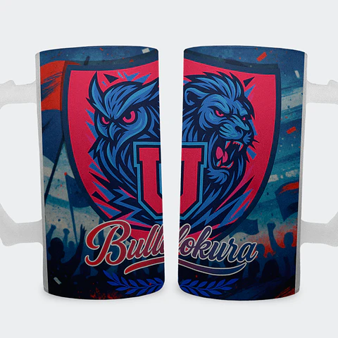 Shopero 500ml - Diseño U. de Chile: Bullalokura y Corazón Azul