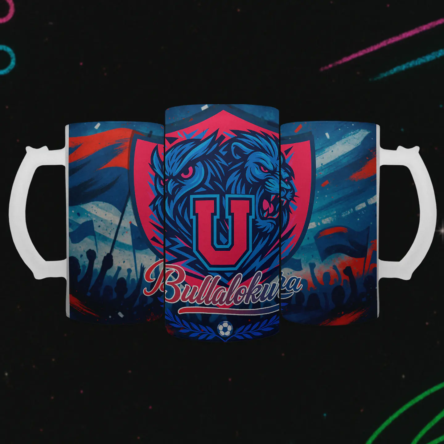 Shopero 500ml - Diseño U. de Chile: Bullalokura y Corazón Azul 2