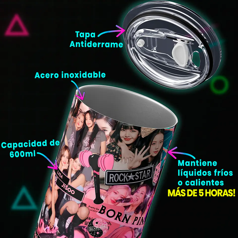Vaso térmico 600ml – Diseño Blackpink Pink Revolution 4