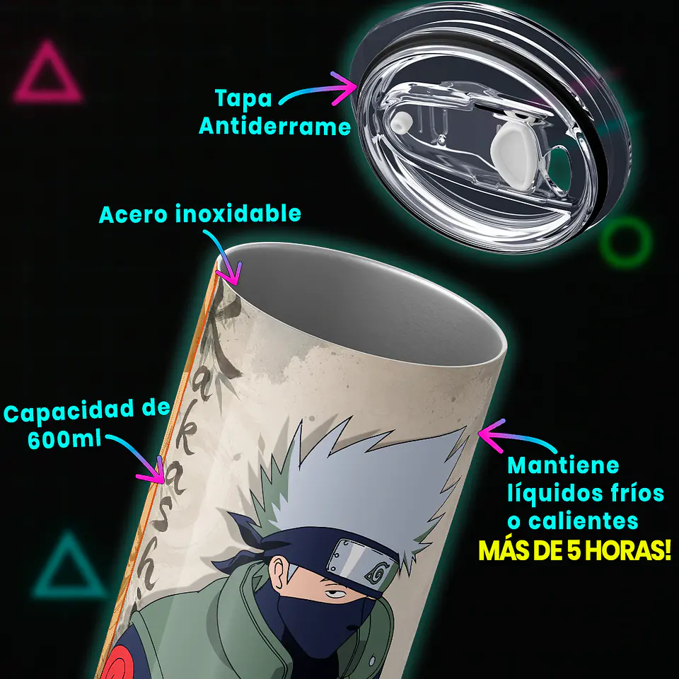 Vaso térmico 600ml - Diseño Kakashi Lightning Scroll 4