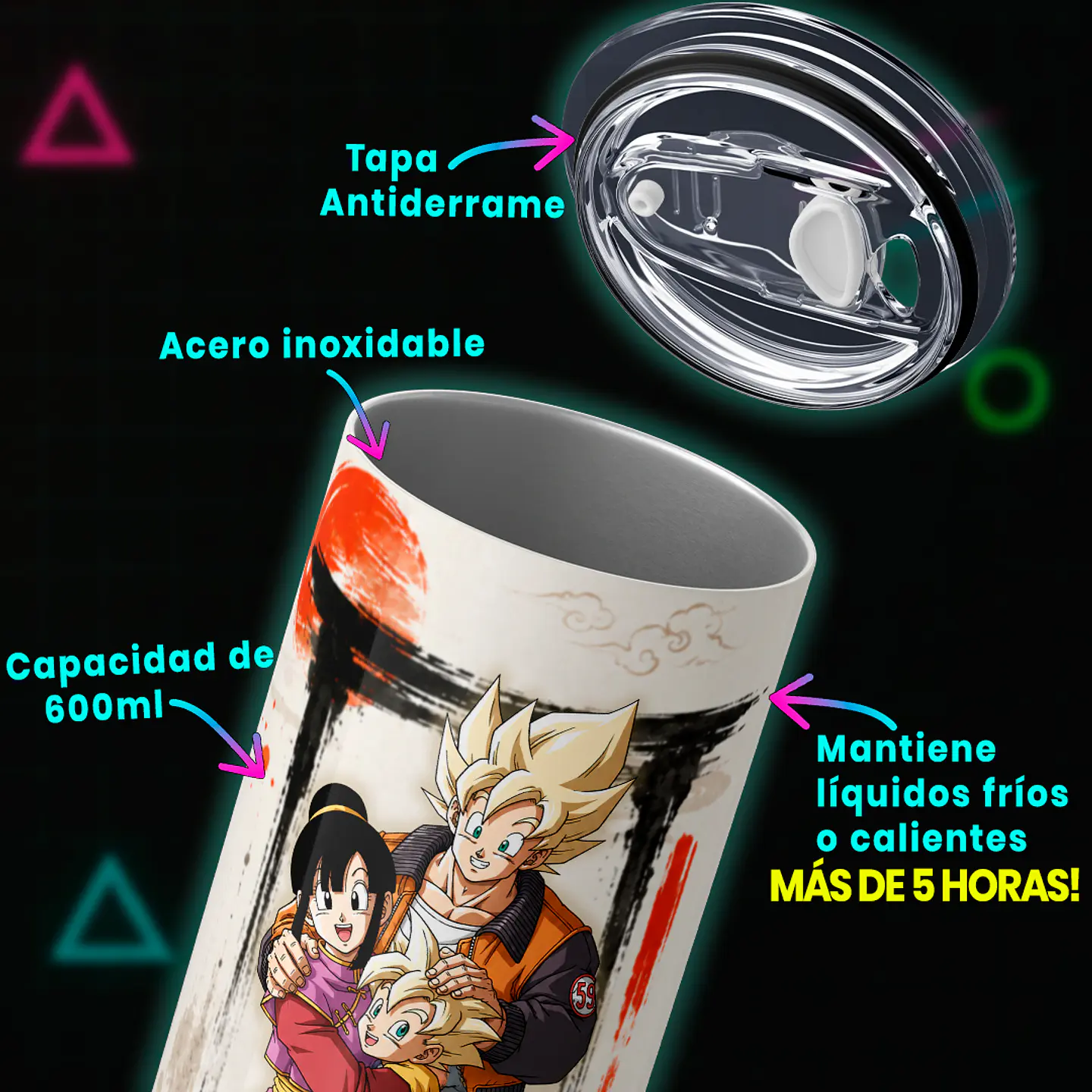 Vaso térmico 600ml - Diseño Goku Papá Fuerza Saiyajin 3