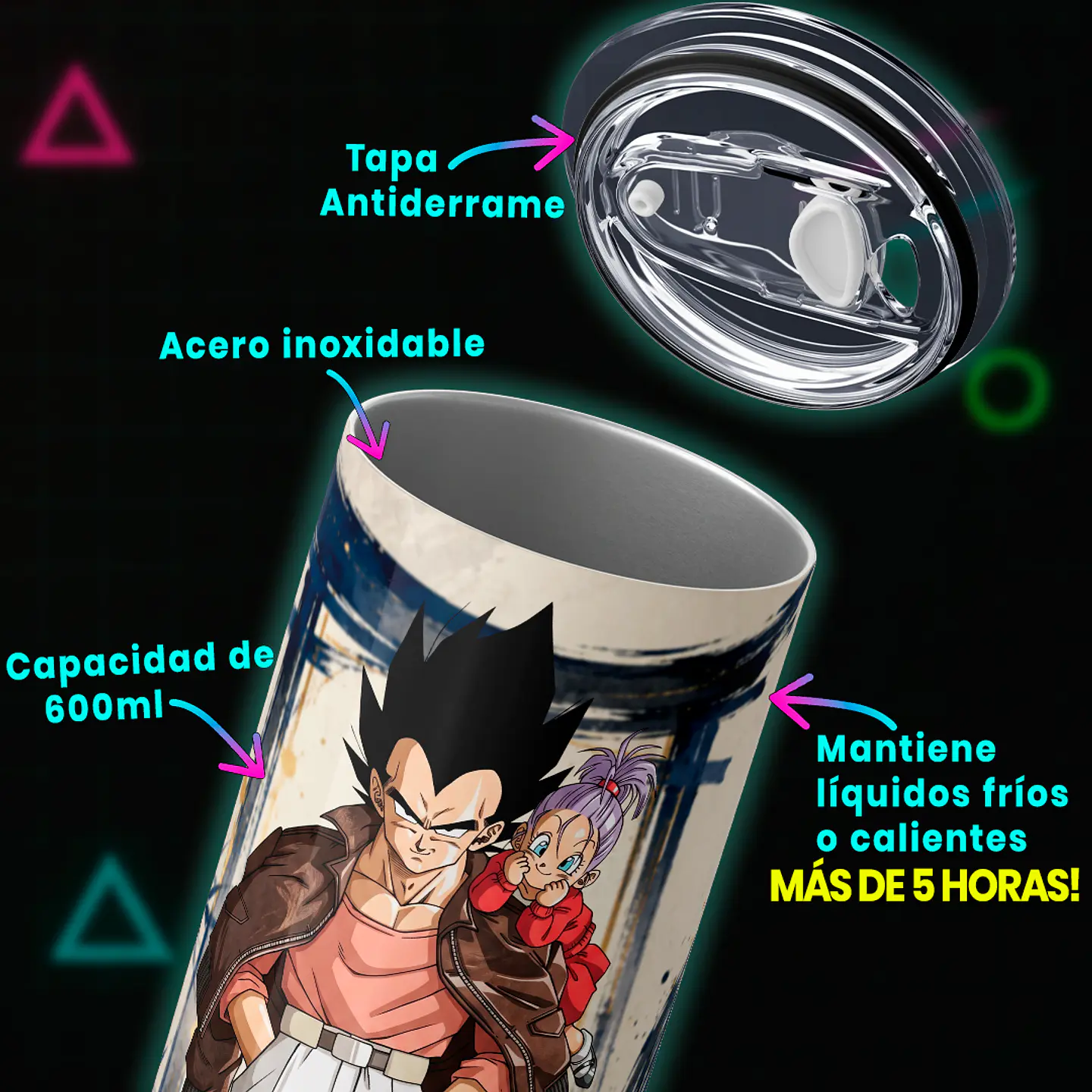 Vaso térmico 600ml - Diseño Papá Vegeta Orgullo Saiyajin 3