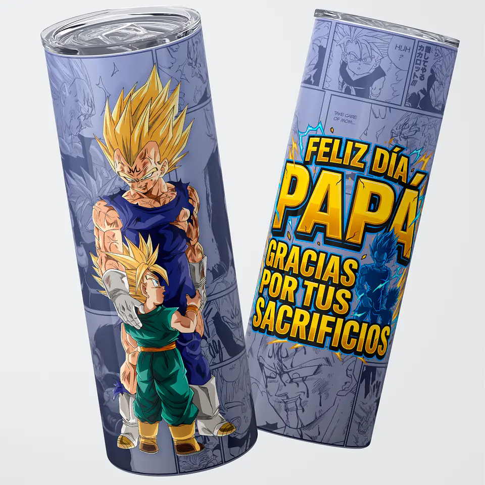 Vaso térmico 600ml - Diseño Papá Majin Vegeta Sacrificio Heroico 1