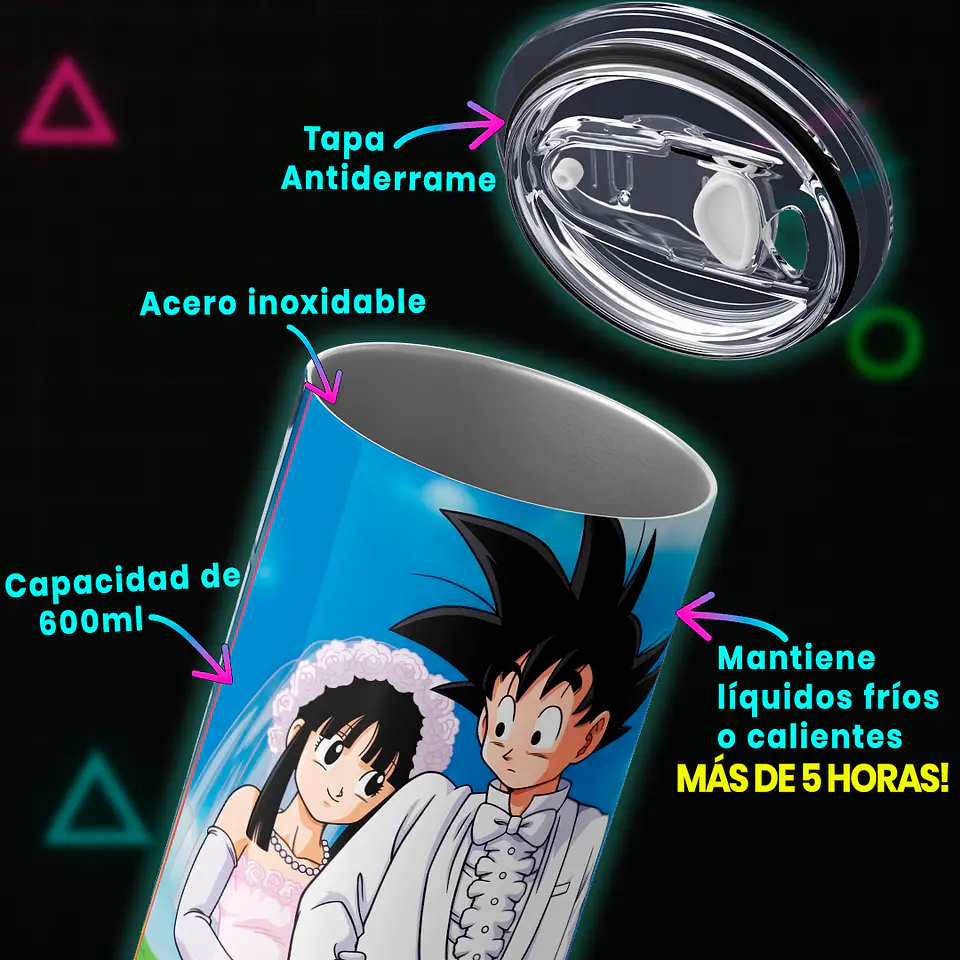 Vaso térmico 600 ml – Diseño Goku y Milk Historia de Amor 3