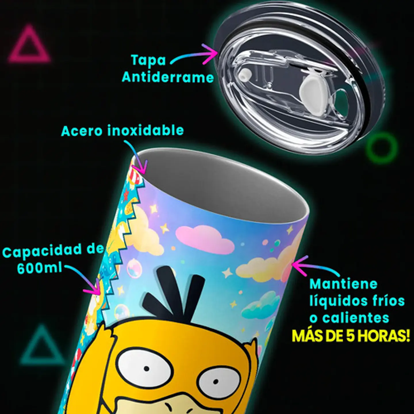 Mug Termo Pokémon Psyduck Summer Headache 600ml 4